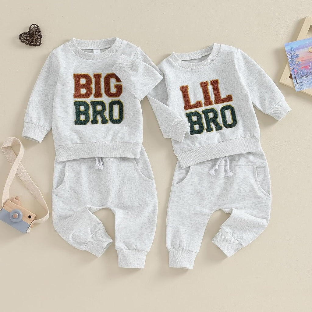 Big Lil Bro Toddler Boy Clothes Long Sleeve Tops Pants Brothers Matching Outfits