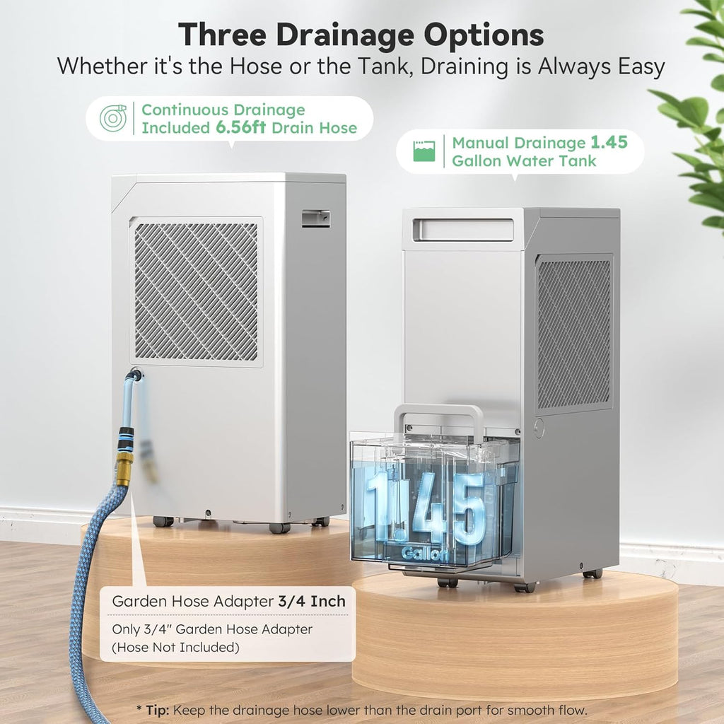 5000 Sq.Ft Energy Star Most Efficient 2024 Dehumidifier, Max 100 Pint Dehumidifier for Basement with Drain Hose