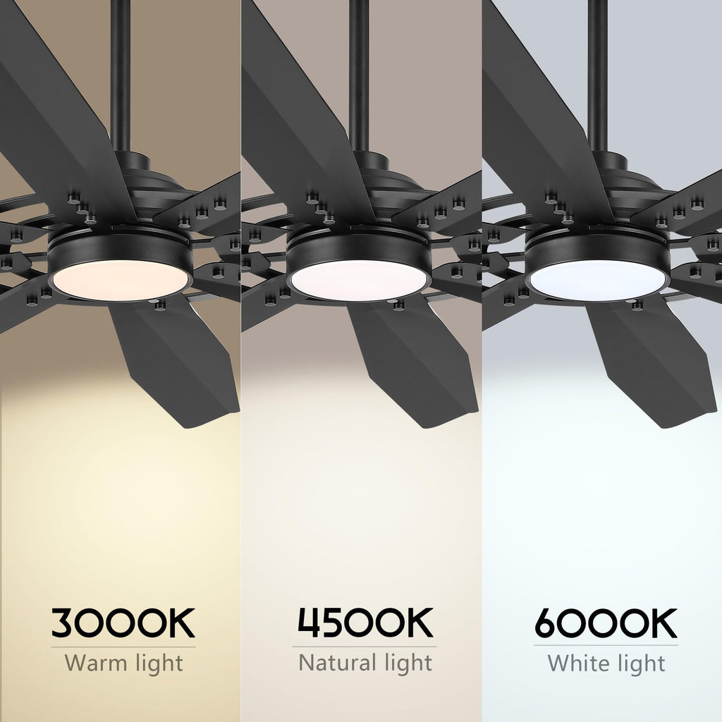 72 inch Large Ceiling Fan with Light & Remote Control, Aluminum 8-Blades Modern Industrial Ceiling Fan, Reversible