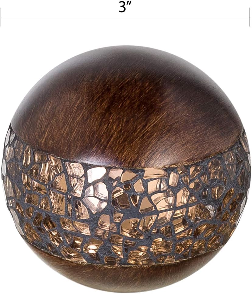 Schonwerk Brown Walnut Decorative Orbs for Bowls and Vase Fillers () Resin Sphere Balls for Living, Dining - Set of 3