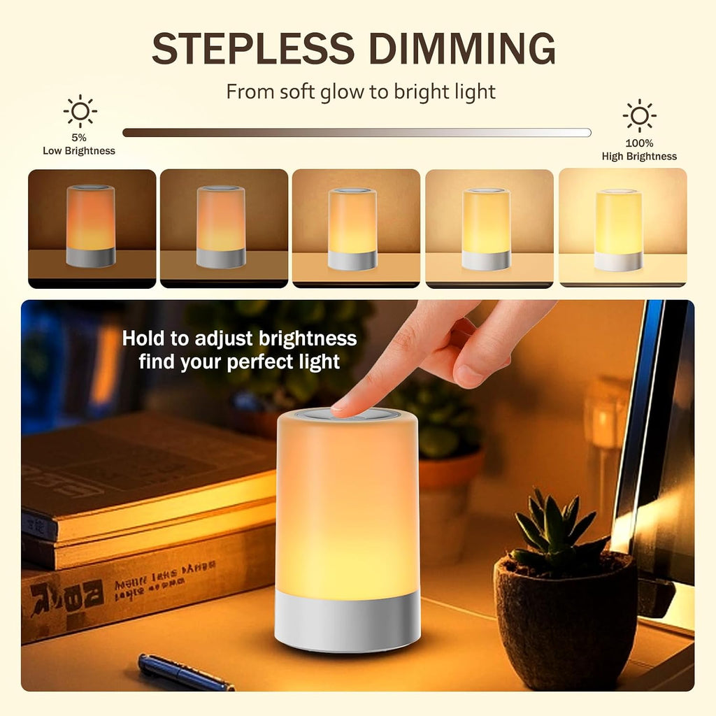 2 Pack Baby Night Light, Rechargeable Touch Night Light, Portable Bedside Lamp, Dimmable Nursing Light