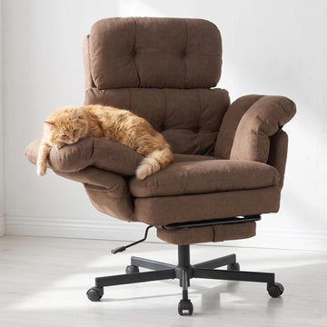 Criss Cross Office Chair with Foot Rest, Big and Tall Desk Chair with Flip Armrests for Pets & Cross Legged Sitting