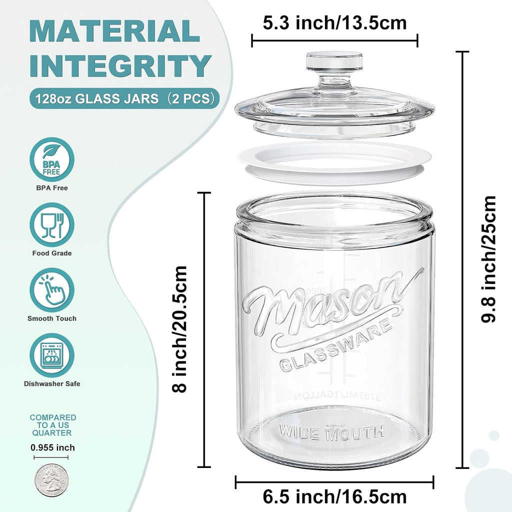 Gallon Cookie Jars, Sourdough Starter Jar with Lids - Set of 2