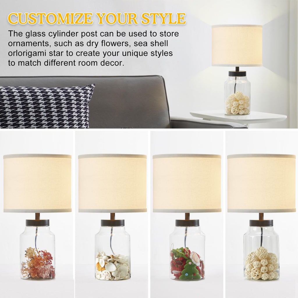 Fillable Table Lamp, Bedside Lamp with Clear Glass