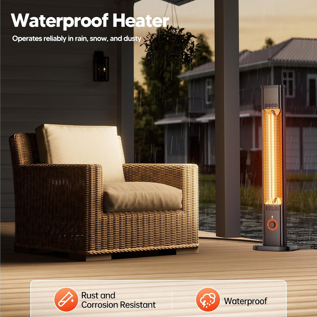 Outdoor Heater 1500W, 8H Timer, Waterproof, Infrared Electric Wall-Mounted Patio Heater, 8 Levels Heating for Garage