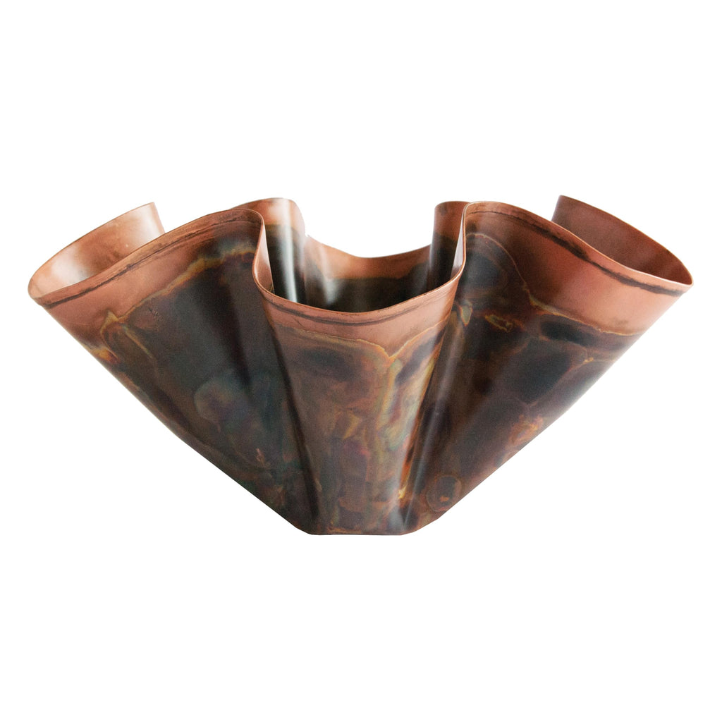 Metal Organic Shaped Planter, Oxidized Copper