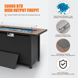 45 inch Propane Fire Pit Table, 50,000 BTU Outdoor Gas Fire Pit Table with Lid, Glass Wind Guard, Waterproof Cover, Rectangle Gas Firepit Table for - Image 4