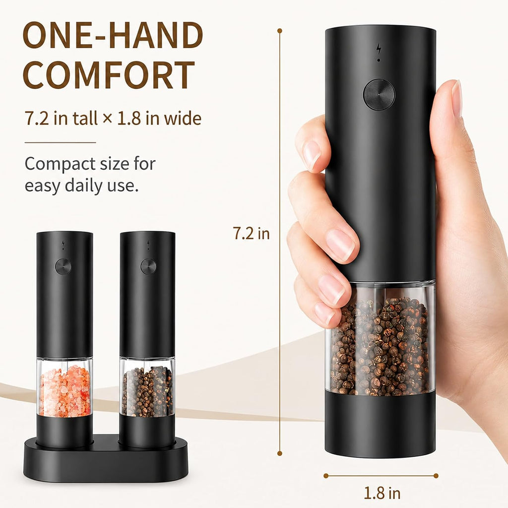 Automatic Electric Salt And Pepper Grinder Set Rechargeable Pepper Shakers - Set of 2