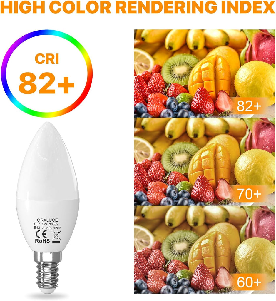 E12 Candelabra LED Bulb 40 Watt, 3000K Warm White B11, 6 Pack