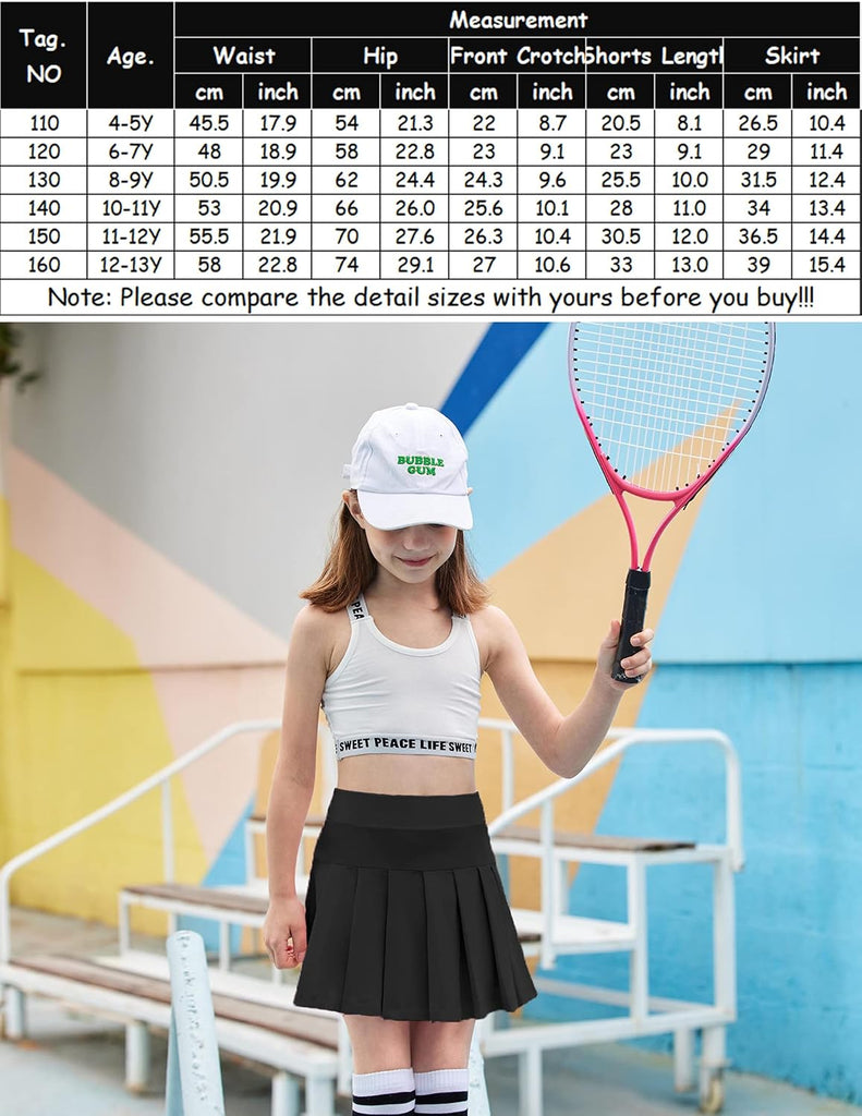 Girls Tennis Skirts with Pockets Kids Athletic Pleated Golf Skorts