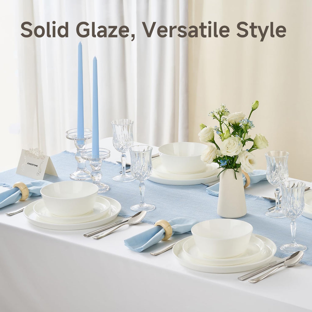 12-Piece Bone China Dinnerware Sets, White