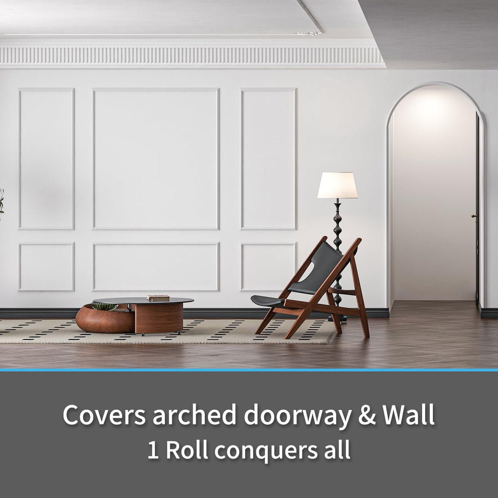 30 ft Flexible Peel and Stick Crown Molding Trim, Wall Decor, White