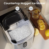 Nugget Ice Makers Countertop with Auto-Cleaning, 35lbs/Day, Portable Sonic Ice Machine with Handle, Basket and Scoop