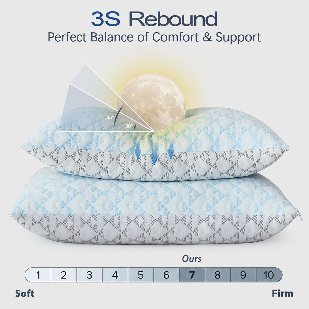 Cooling Shredded Memory Foam Pillows: Adjustable Bed Pillows for Hot Sleeping, King Size Set of 2, Customizable Loft
