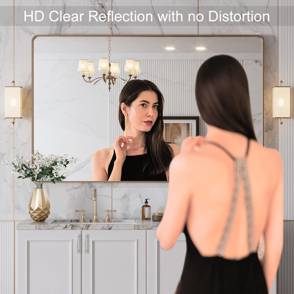 48"X30" Gold Bathroom Mirror