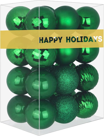 Emerald Green 2.5" Christmas Balls Christmas Tree Decoration Ornaments Shatterproof Hanging Balls for Birthday St. - Set of 24