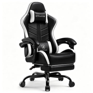 Gaming Chair for Adults, Computer Chair with Footrest, Snow White