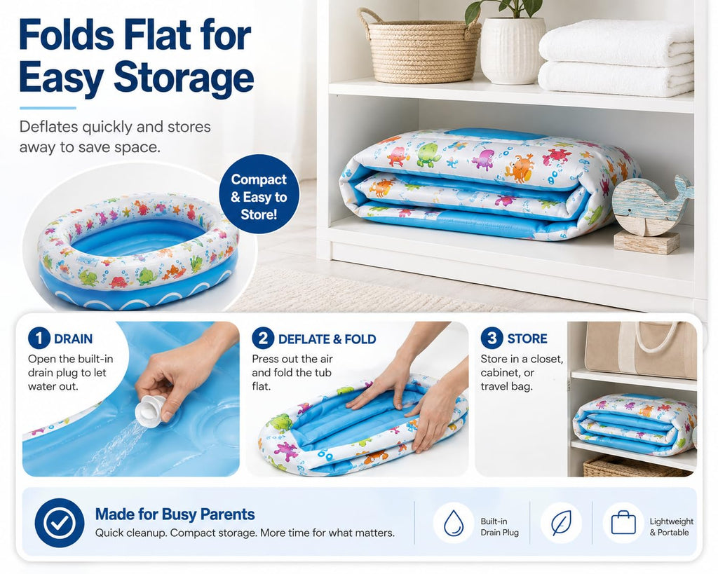 Inflatable Baby Bathtub, Portable Bathtub, Ages 6-24 Months