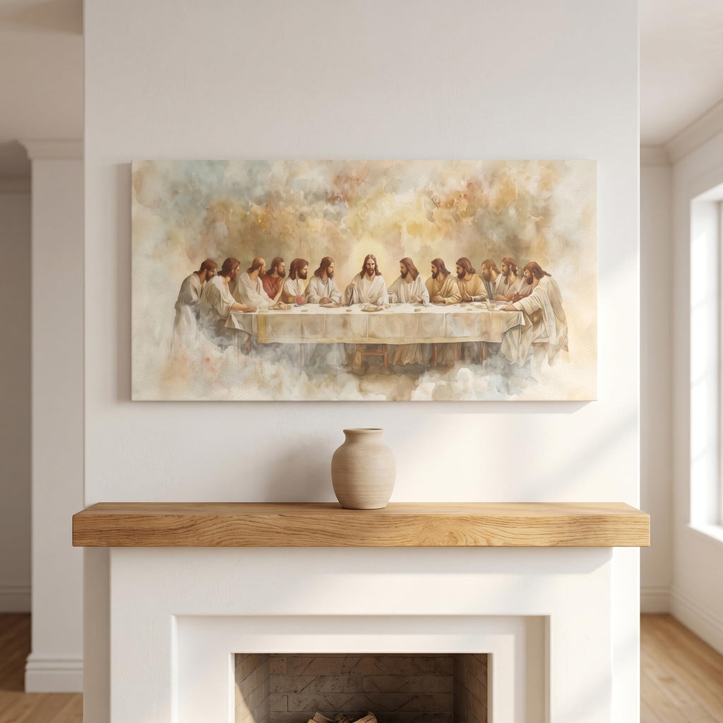 Last Supper Canvas Wall Art Framed Christian Gift 24x48 Inch