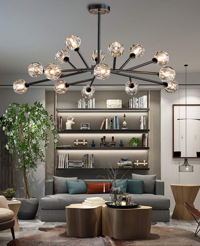 Modern Sputnik Chandelier 18-Light Crystal Pendant 43" LED Ceiling Light Pendant, Cut Crystal with G9 LED Bulbs (Black) A116-B083DXMBT5