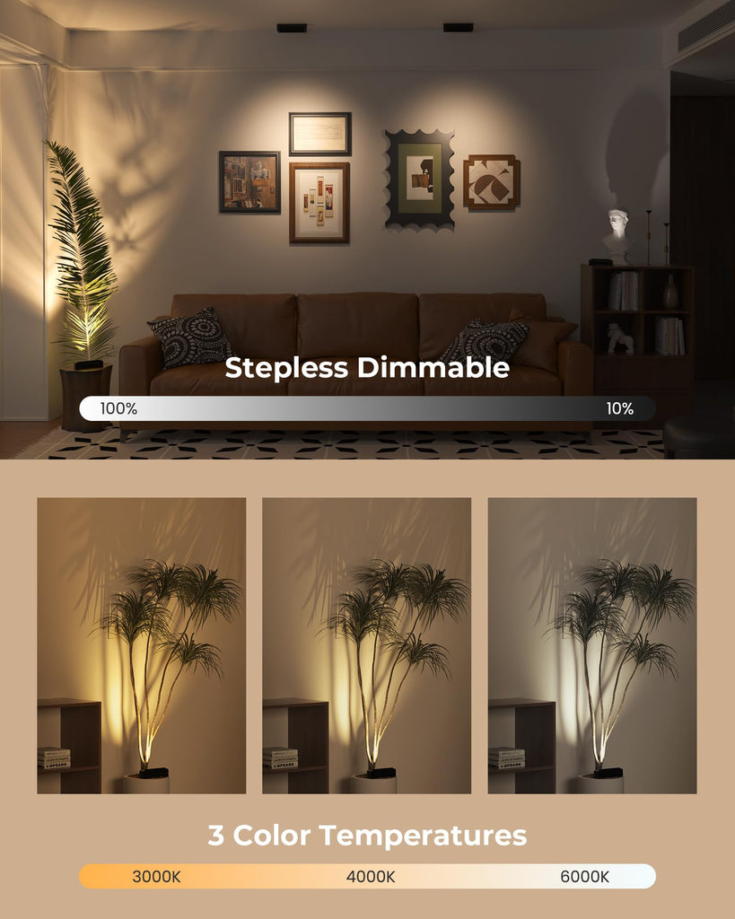 Indoor Spotlights with Daily Auto Timer, 5500mAh Rechargeable Picture Lights, Wireless Accent Lighting Dimmable &