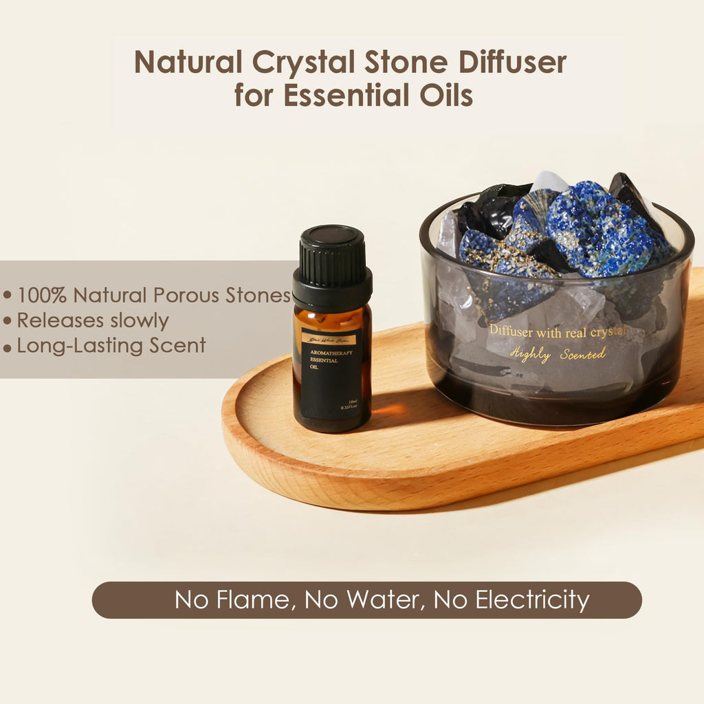 Crystal Stone Aroma Diffuser with Essential Oils Bathroom Office, Home Decor & Fragrance 2 in 1, Chic Aromatherapy