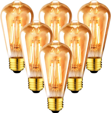 Dimmable Vintage Edison Light Bulb, 60 Watt Equivalent, Amber Glow