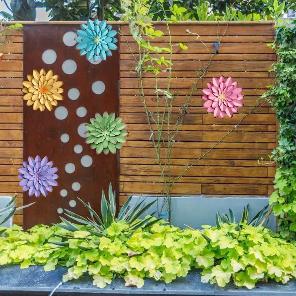 Metal Flowers Wall Decor Indoor Outdoor Metal Wall Art for Farmhouse Home Living Room Bedroom Bathroom Garden Decor