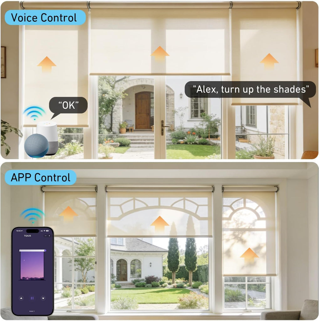 Zigbee Smart Motor for 1-1/2"(38mm) Roller Tube, Roller Blinds Motor with Hub-Free Alexa Control, Rechargeable &