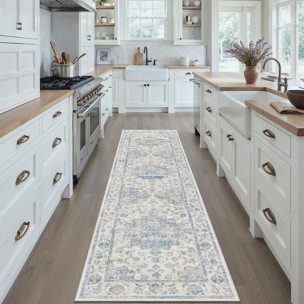 2x8 Blue Neutral Runner Rug