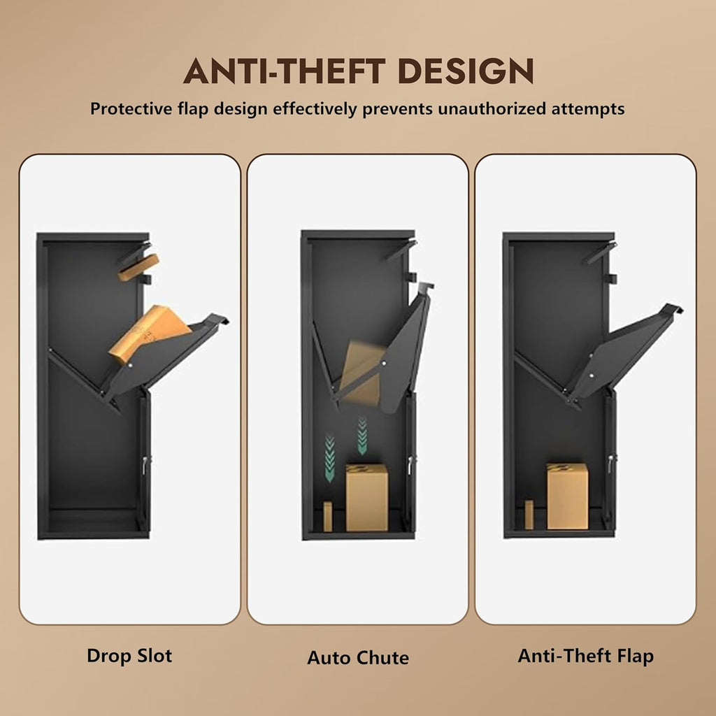Package Delivery Box 41.7’’ Large Anti-Theft & Waterproof Outdoor Parcel Drop Box with Woodgrain Finish