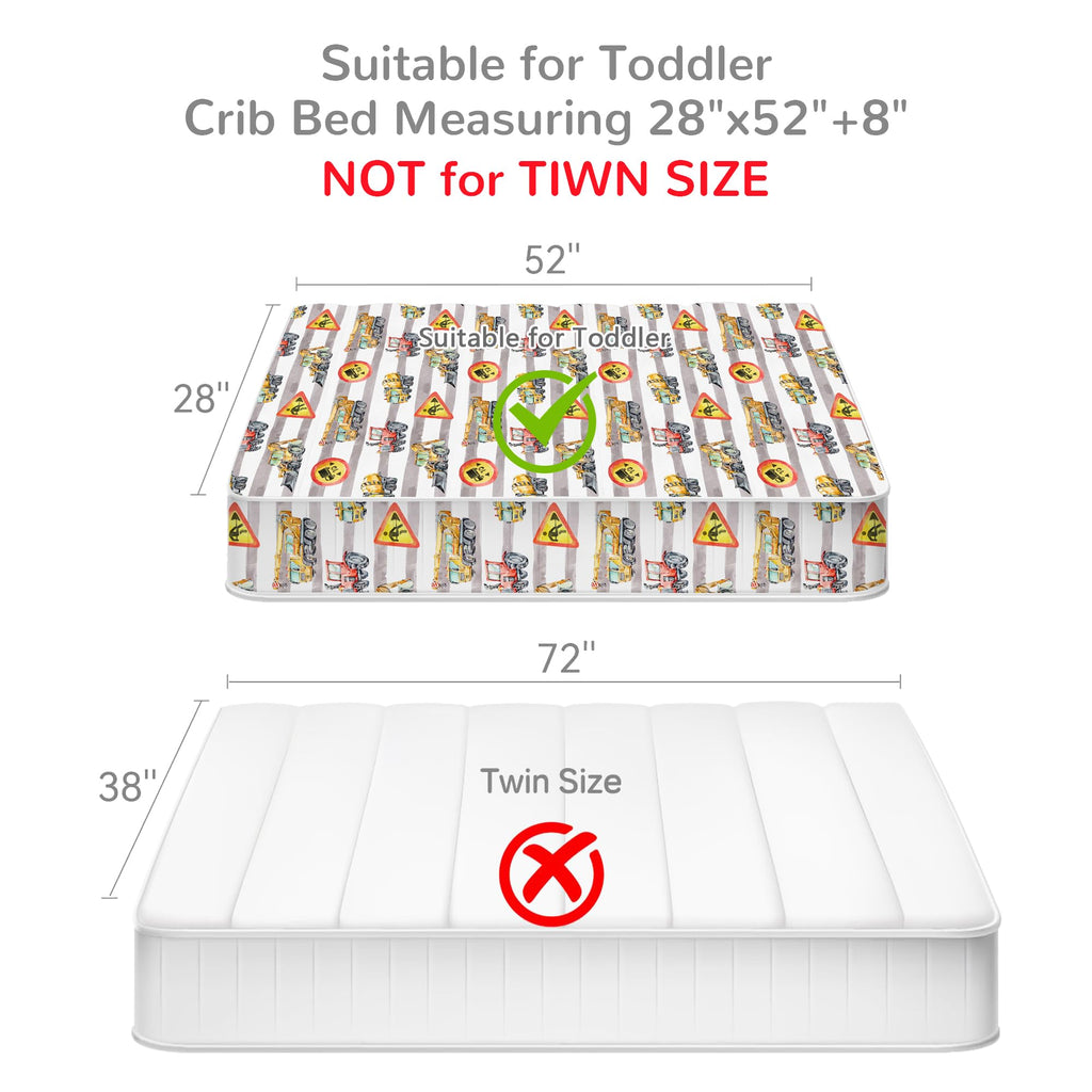 Toddler Bedding Sets for Boys, 4 Pieces Grey Heavy-Duty Vehicles