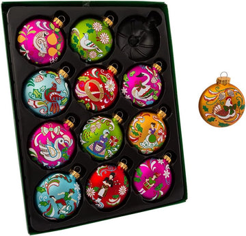 Days of Christmas Glass Ornament (), 65mm - Set of 12