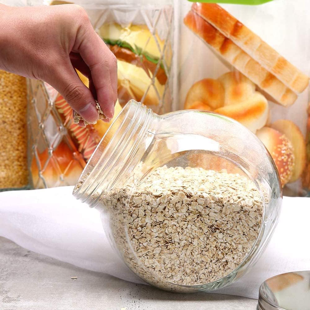 Glass Cookie Jars Counter (3 Pack) 75oz Food Storage Canisters with Airtight Lids + Marker & Labels, Coin & Penny Jar - Set of 3