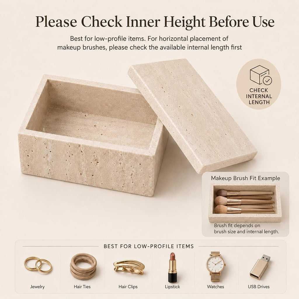 Natural Travertine Rectangular Box with Lid