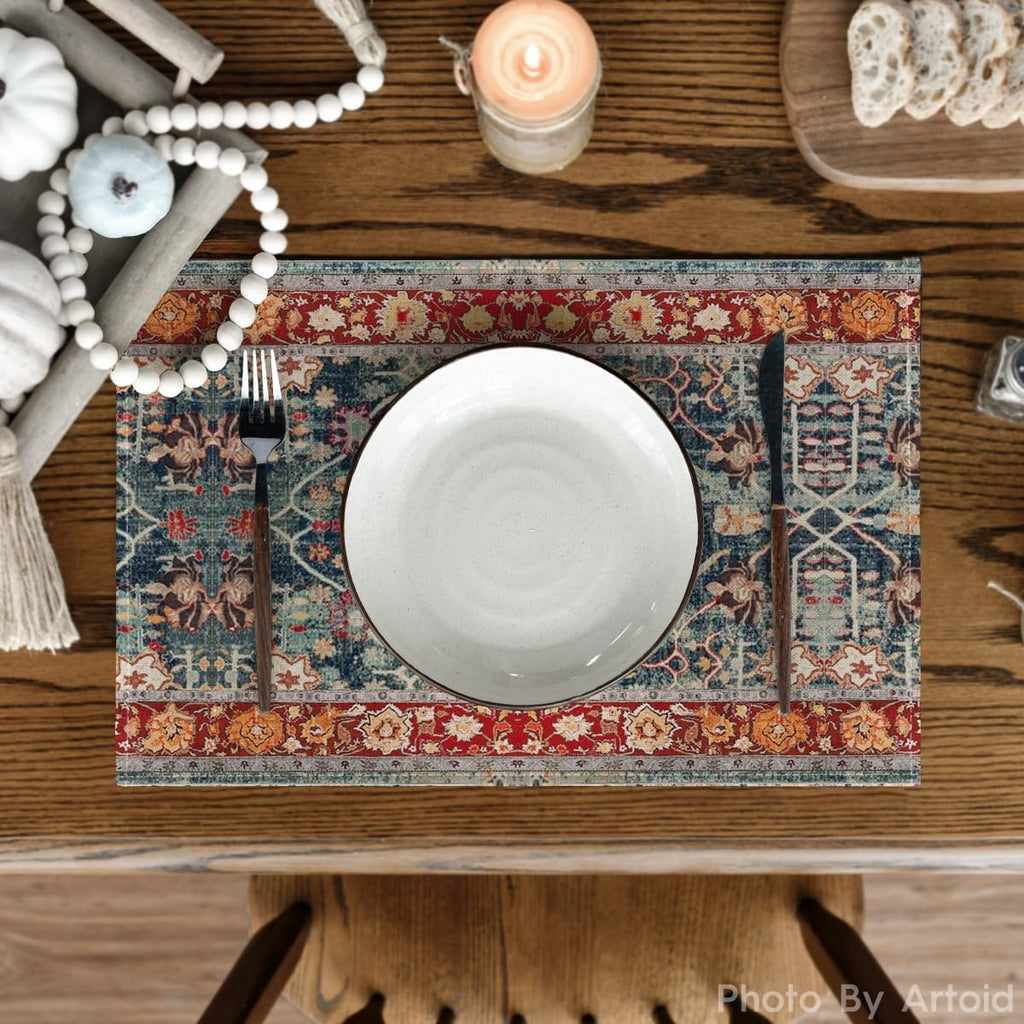 Boho Bohemia Style Placemats, 12x18 Inch Country Rustic Farmhouse Magical Fall Table Mats for Party Kitchen - Set of 6