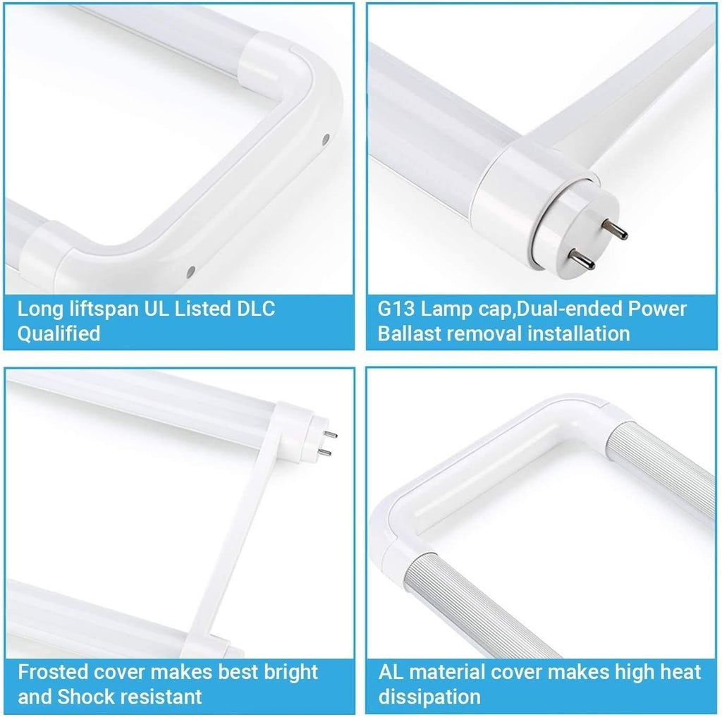 30 Pack T8 T12 18W U Bent LED Tube Light, 18W(40W Equivalent) U Bent 2x2 Foot T8 T12 U Bend U-Bent LED Tube U Shaped