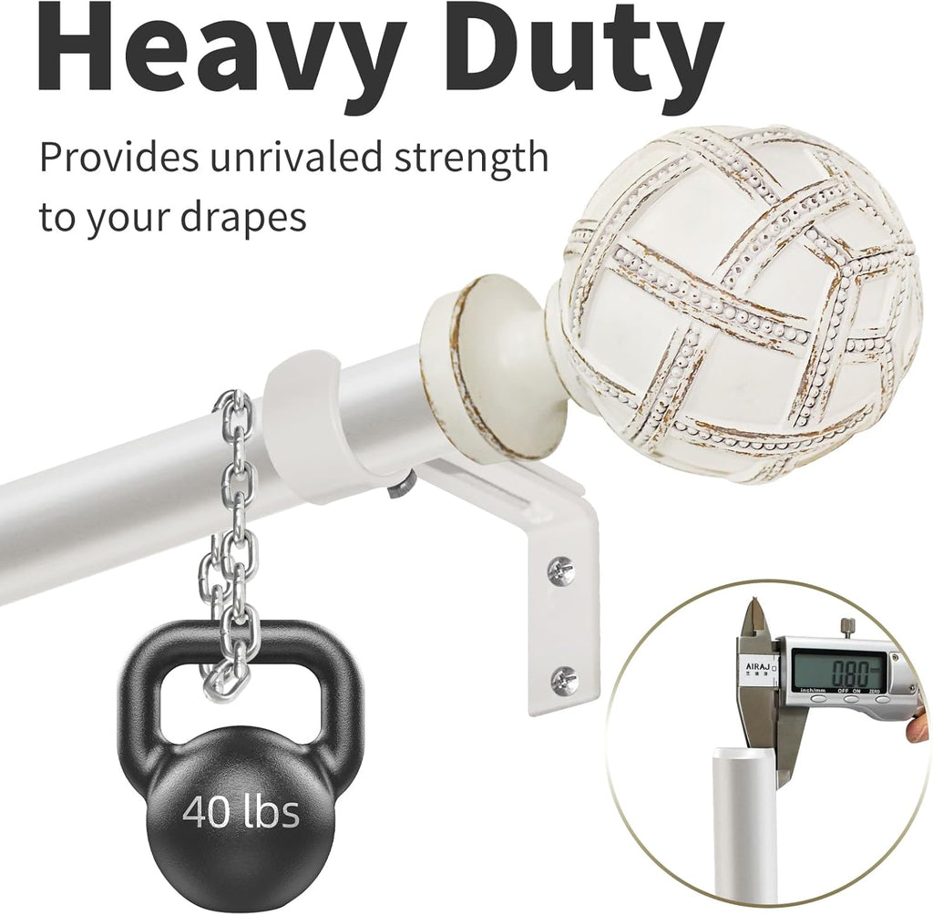 Single Curtain Rod for Windows 48 to 84 Inches(4-7ft): 1 inch Diameter Adjustable Curtain Rod, Heavy Duty Curtain Rod
