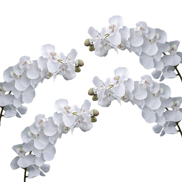 Tropical Artificial Flower 4pcs 28" Long Stem Butterfly Orchid Big Size Lifelike Phalaenopsis Real Touch Moth Orchid