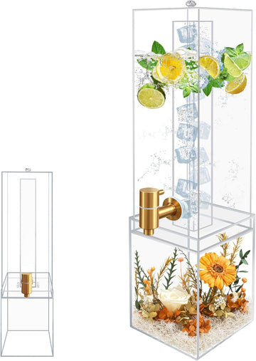 2 Gallon Large Drink Dispenser, Drink Dispenser with Acrylic Stand, Drink Dispensers for Parties with Ice Core