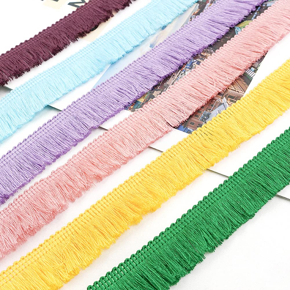 Polyester Fringe,1inch Wide Tassel Fringe Trim,Decorative Lace Ribbon Boho Fabric Border Trim for Girls - 27 Yards