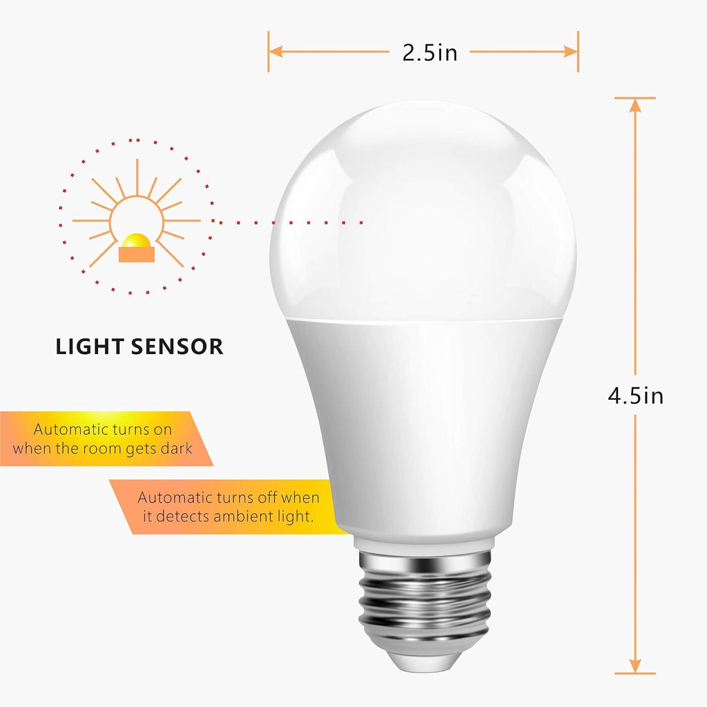 Outdoor Sensor Light Bulbs, E26 Dusk to Dawn Activated Security