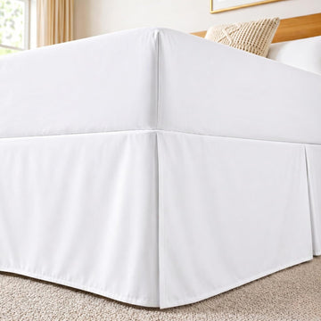 Dee's Collection Queen Size Bed Skirt 15" Drop Hotel Quality Pleated Dust Ruffle with Platform Style Secure Fit