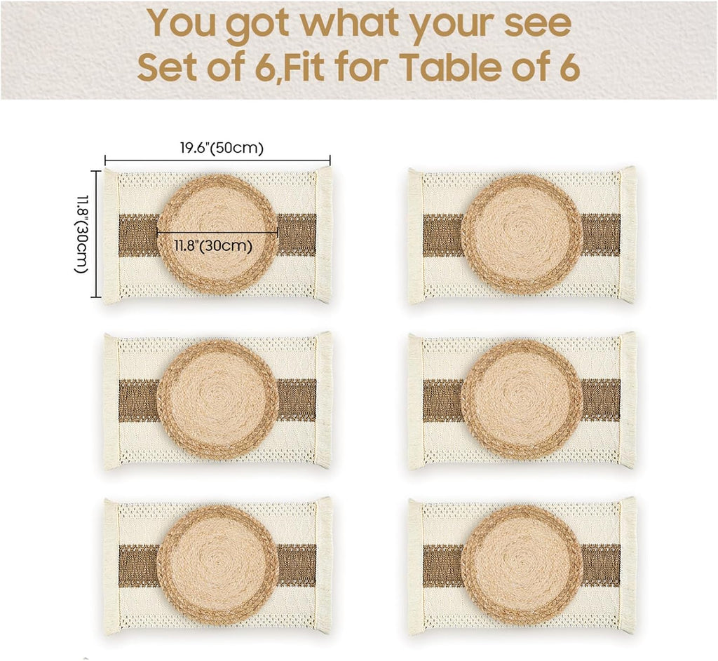 Placemats with Round Placemats and Table Mats - Set of 6