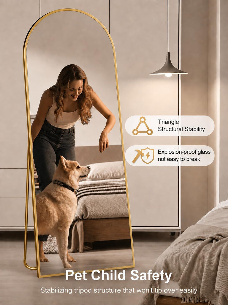 Arched Full Length Mirror, 71"x26"Large Floor Mirrors, for Wall Door Bedroom Bathroom Living Room (Gold)