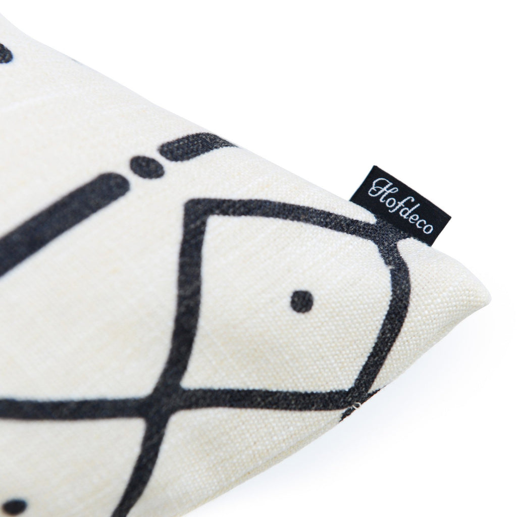 Premium Decorative Throw Pillow Case African MUD Cloth Print Bogolan Natural Dots and Line Pattern Heavy Weight