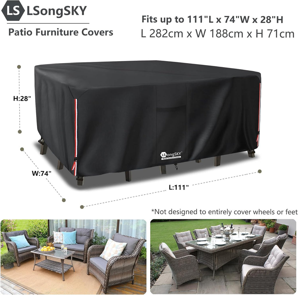 Outdoor Furniture Covers Waterproof,600D Heavy Duty Patio Furniture Covers for 6/7/8 PCS Sets Sectional Sofa Couch