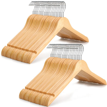 Wooden Hangers 48 Pack, 0.28-inch Slim & Durable Clothes Hangers Space Saving, Natural Wood Hanger with 360°Swivel
