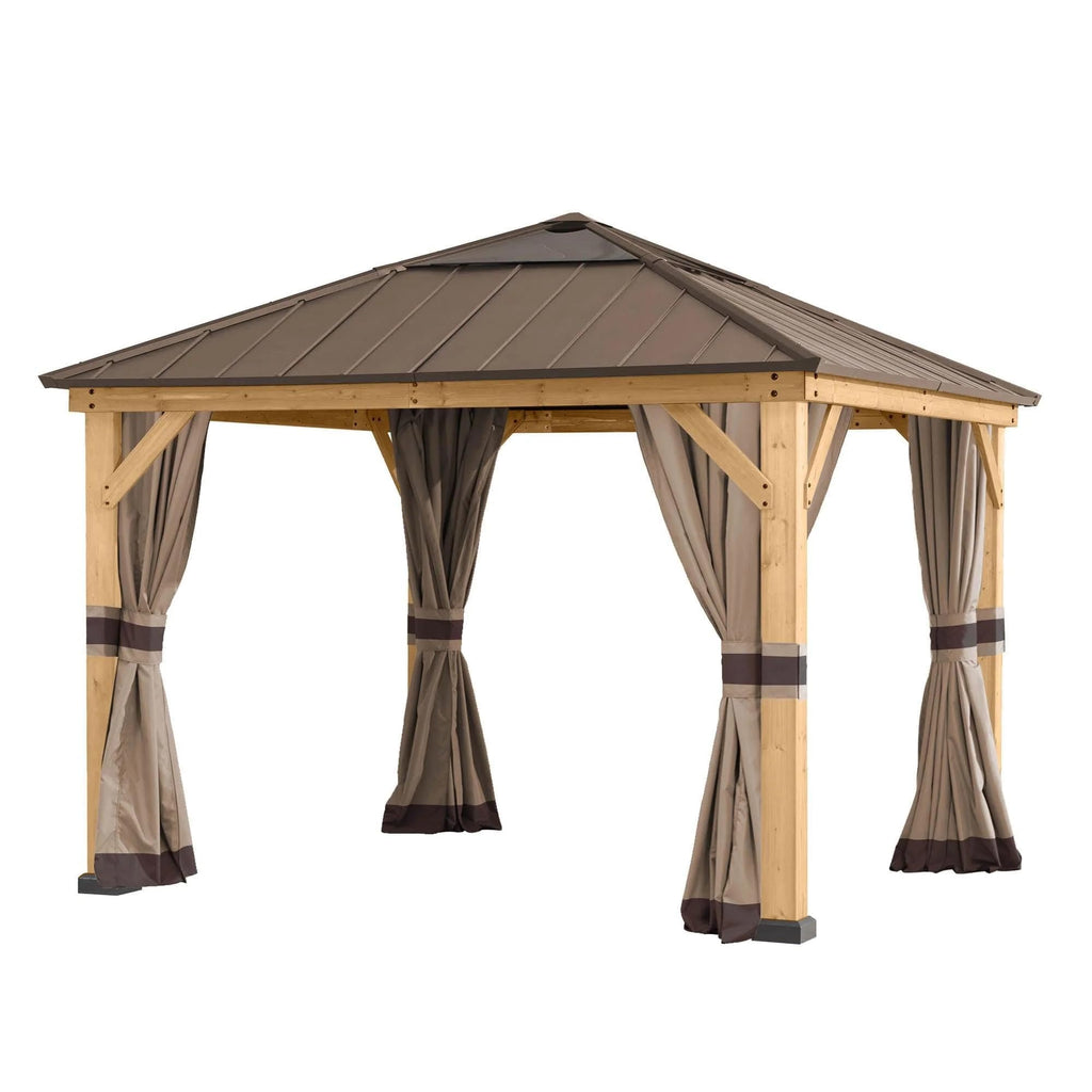 Four-Side Privacy Side Wall Curtain Set for 11 x 11 ft Gazebo, UV-Resistant Water-Resistant Polyester Curtain Panel