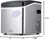 50 lb. Countertop Ice Maker | Portable Bullet Ice Machine | 12 Cubes in 7 Minutes, 3 Ice Sizes | Stainless Steel